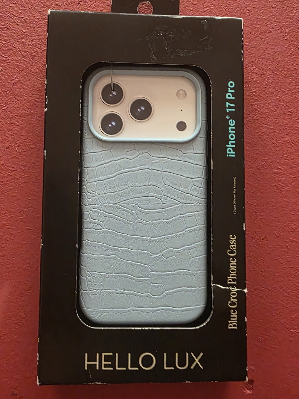 Hello Lux iPhone 17 Pro Max Light Blue Croc Phone Case New In Box